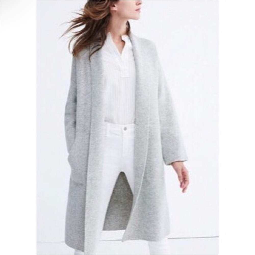 Madewell Merino Wool Rivington Sweater Coat Women’s XXS 2XS OVERSIZED Light Gray